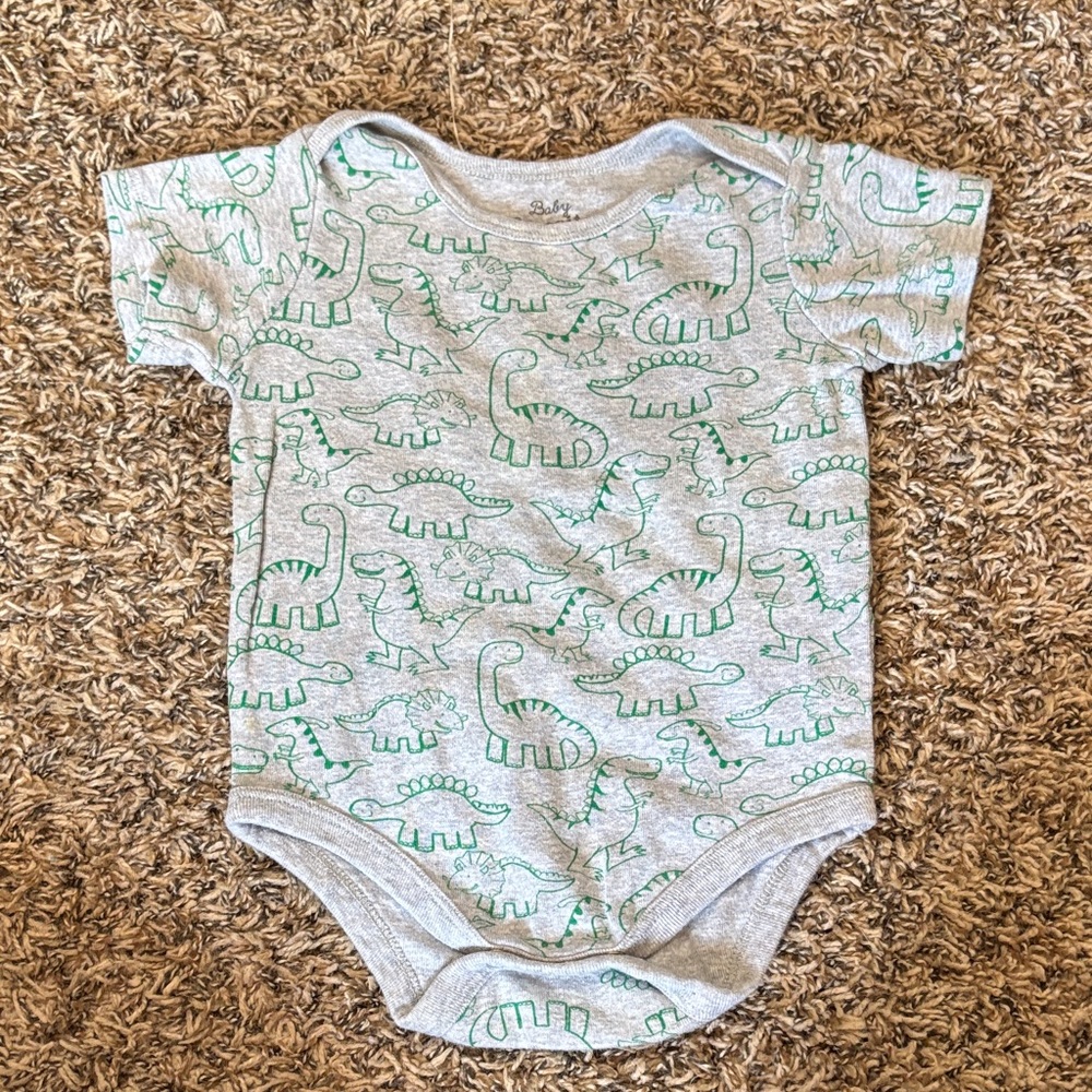 Cute Green Dinosaur Print Kids Bodysuit